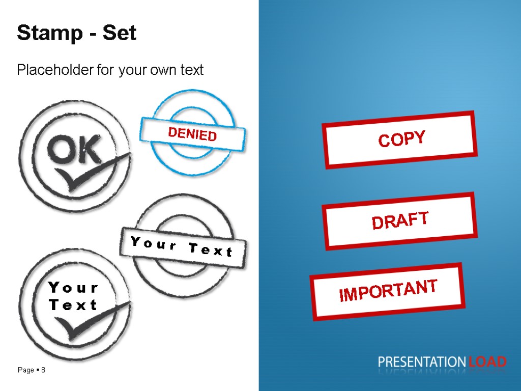IMPORTANT DRAFT COPY Your Text Your Text DENIED Stamp - Set Placeholder for your